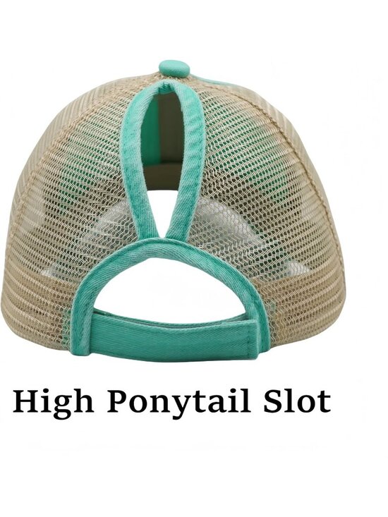 〽️Women Turquoise High Ponytail Baseball Cap Trucker Bad Hair Day Adjustable main image 7